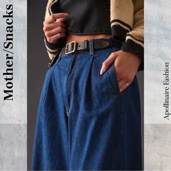 SNACKS! PUSH POP PLEATED NERDY HIGH WAIST WIDE LEG JEANS SIZE 32 DENIM COLDBREW - Picture 6 of 9